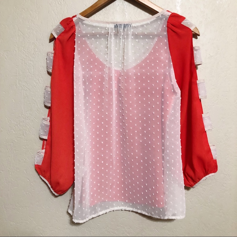 ModCloth Ryu Caged Sleeve Color Block Top - Picture 2 of 6